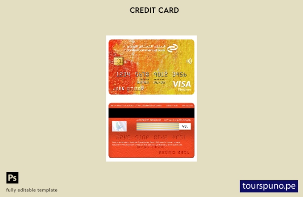 listo para imprimir plantilla de tarjeta electrónica de visa bancaria JCB del Jo